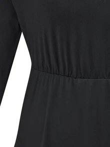 Plus Criss Cross Keyhole Neck Dress - Black - View 4