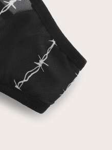 Set de lencería con estampado de malla - Negro - Ver 3