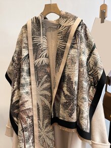 Plant Print Shawl Scarf - Multicolor - View 1