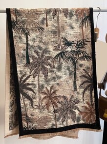 Plant Print Shawl Scarf - Multicolor - View 2