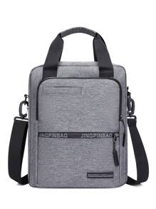 Men Letter Graphic Square Bag - Grey - View 1
