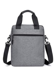 Men Letter Graphic Square Bag - Grey - View 4