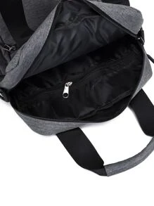 Men Letter Graphic Square Bag - Grey - View 5