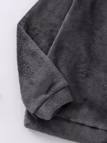 Boys Cartoon Panda Patched PJ Set - Dark Grey - View 4