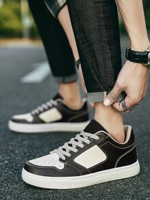 Men Two Tone Lace-up Front Skate Shoes - Black and White - View 6