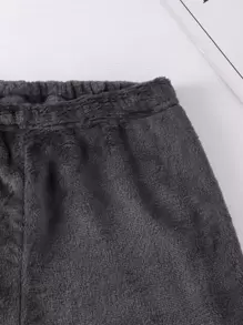 Boys Cartoon Panda Patched PJ Set - Dark Grey - View 5