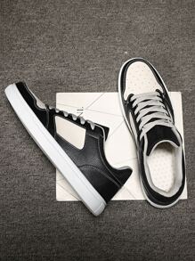 Men Two Tone Lace-up Front Skate Shoes - Black and White - View 7