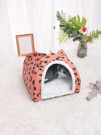 1入組豹紋印花寵物床