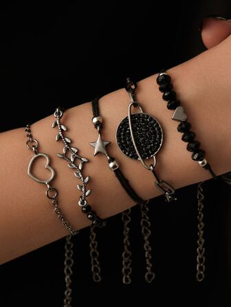 5入組星星和愛心裝飾手環