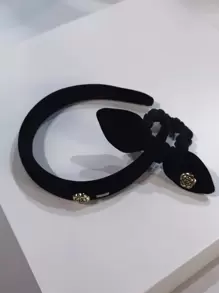 2 piezas Set accesorio de pelo lazo & con diseño de flor - Negro - Ver 2