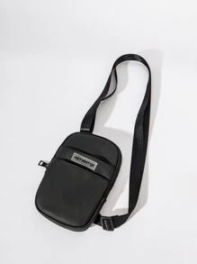 Mini Men Patch Detail Sling Bag - Black - View 2