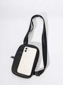 Mini Men Patch Detail Sling Bag - Black - View 5