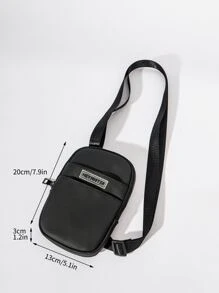 Mini Men Patch Detail Sling Bag - Black - View 6