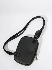 Mini Men Patch Detail Sling Bag - Black - View 7