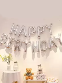 14pcs Metallic Letter Shaped Balloon - Silver - View 3