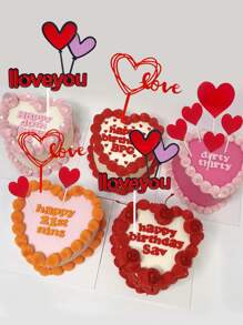 3入組紅色亞克力心形和字母裝飾蛋糕插牌適用於烘焙 - 紅色 - 查看 4