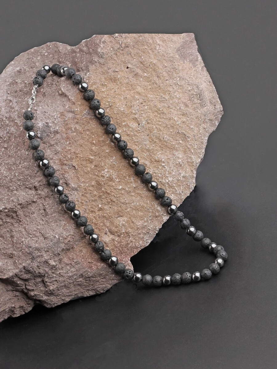 Vòng cổ đính đá nam thời trang và phổ biến để làm quà tặng trang sức và cho vẻ ngoài sành điệu - màu đen - Xem 1