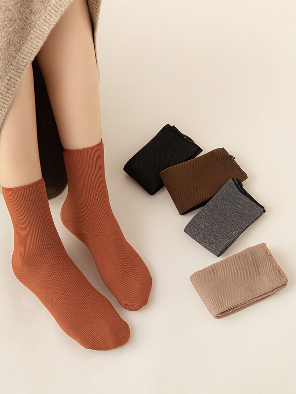 5pairs Solid Crew Socks SHEIN USA