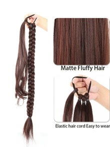 Extra Long Braided Ponytail Synthetic Hair Extension - Dark Brown - View 4
