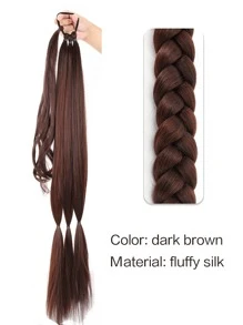 Extra Long Braided Ponytail Synthetic Hair Extension - Dark Brown - View 3