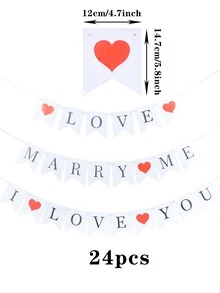 24pcs Heart & Slogan Graphic Pull Flag - Multicolor - View 3
