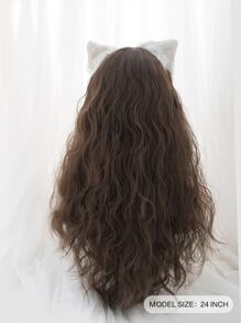 alicegarden Tóc giả tổng hợp dài xoăn có mái - màu nâu - Xem 2