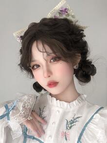 alicegarden Tóc giả tổng hợp dài xoăn có mái - màu nâu - Xem 7