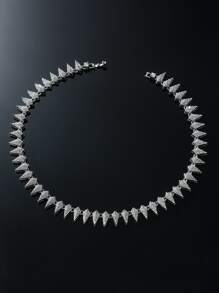 Fashionable and Popular For Women Men Rhinestone Decor Necklace Chain Bling Iced Out Alloy for Party and for a Stylish Look