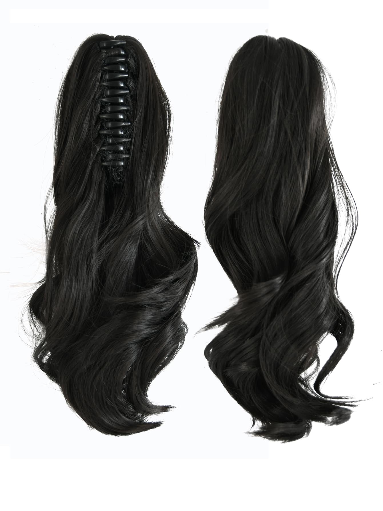 Short Curly Ponytail Synthetic Hair Extension - Black - View 1