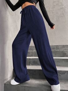 SHEIN Unity High Waist Wide Leg Trousers - Royal Blue - View 3