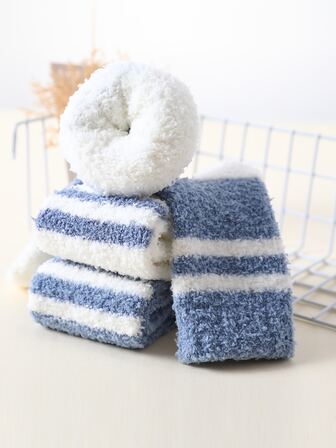 2雙條紋圖案中筒襪