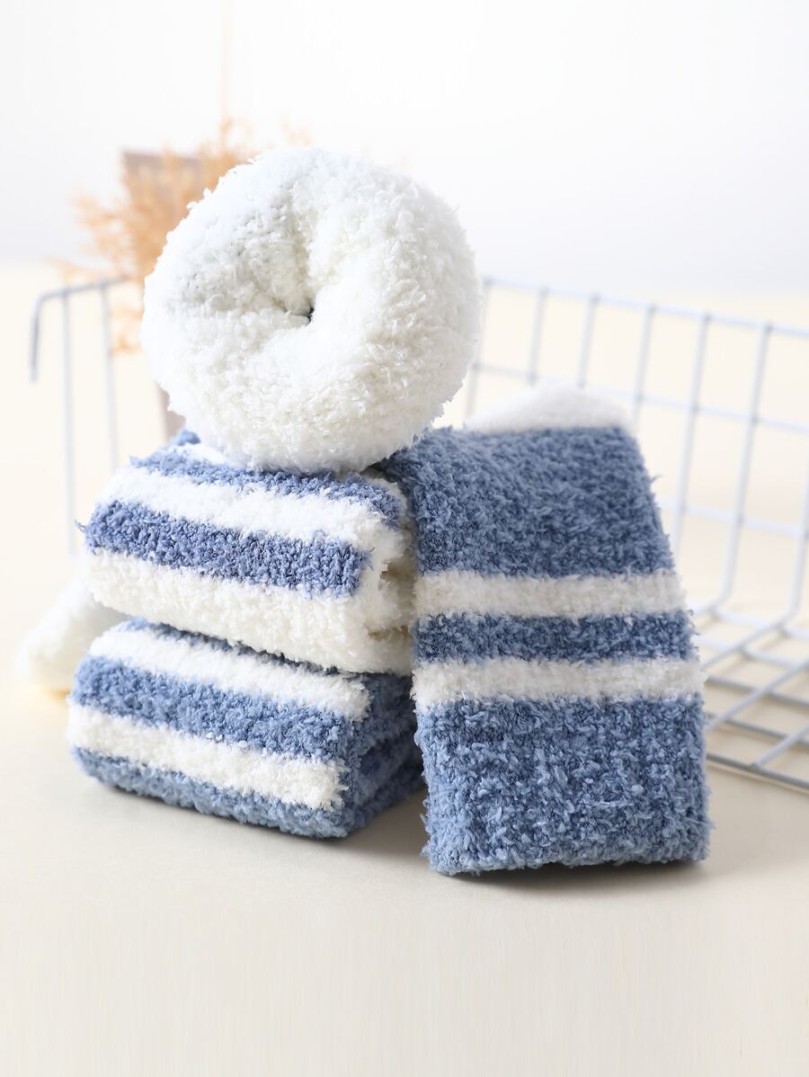 2雙條紋圖案中筒襪