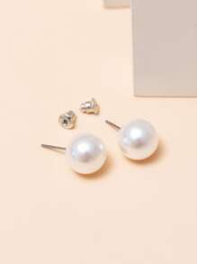 12pairs Faux Pearl Decor Stud Earrings - White - View 4