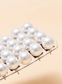 12pairs Faux Pearl Decor Stud Earrings - White - View 5