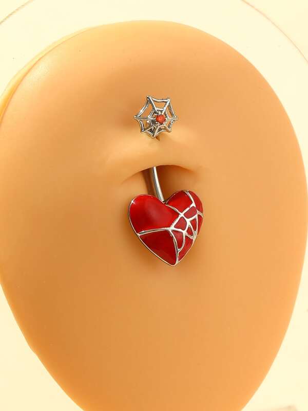 Heart Decor Navel Belly Ring Stainless Steel Popular Piercing Body