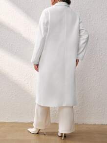 SHEIN Essnce Plus Lapel Neck Double Breasted Overcoat - White - View 2