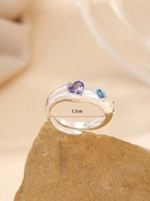 1入組方晶鋯石裝飾戒指銅首飾類