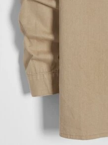 GENTILAND Men Plus Flap Pocket Denim Shirt Without Tee - Khaki - View 3