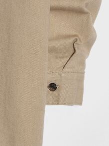 GENTILAND Men Plus Flap Pocket Denim Shirt Without Tee - Khaki - View 4