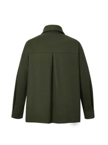 Mulvari Plus Flap Pocket Drop Shoulder Overcoat - Army Green - View 2