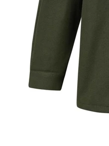 Mulvari Plus Flap Pocket Drop Shoulder Overcoat - Army Green - View 4