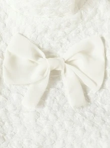 Toddler Girls Ruffle Trim Flounce Sleeve Bow Front Dress - White - View 3