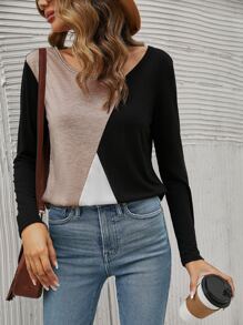 SHEIN LUNE 拼色T恤 - 彩色 - 查看 1