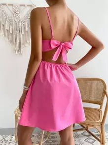 Firerie Cut Out Tie Backless Cami Dress - Pink - View 2
