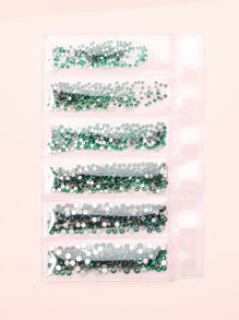 1 gói trang trí móng tay nghệ thuật đính đá - màu xanh lá - Xem 2