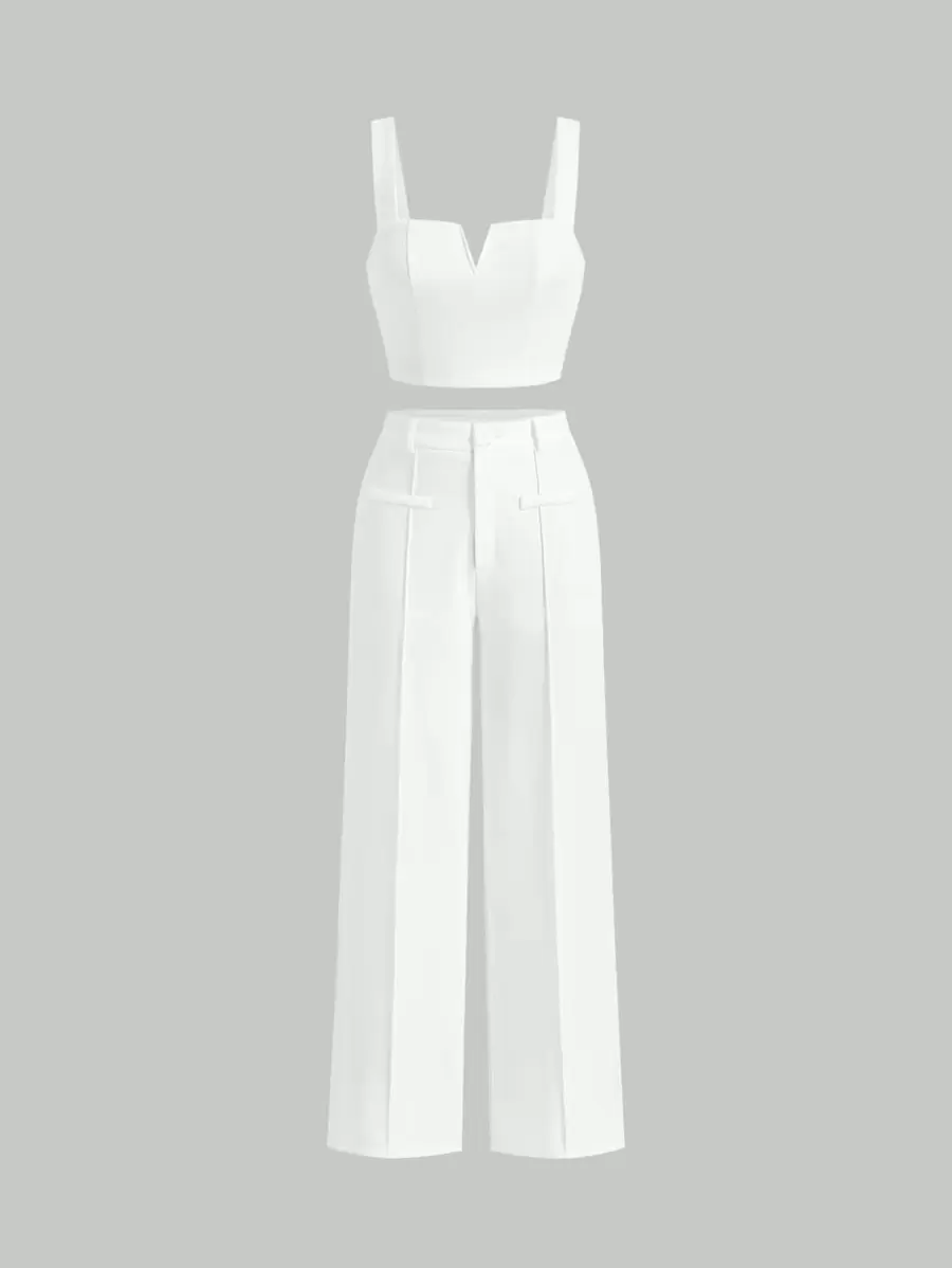 SHEIN MOD Notched Neck Crop Cami Top & Pants