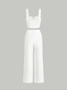 SHEIN MOD Notched Neck Crop Cami Top & Pants