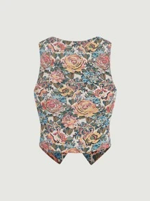 SHEIN MOD Floral Pattern Vest Blazer Without Shirt - Multicolor - View 7