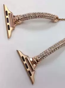 1pc Women's Rhinestone-Inlaid Bracelet Strap Compatible With Apple Watch, Adjustable Metal Apple Watchband Compatible With 38/40/41/42/44/45/49mm Ultra/SE/8/7/6/5/4/3/2/1 - Rose Gold - View 6