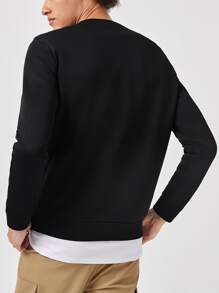 GENTILAND Men Crew Neck Cartoon Print Sweatshirt - Black - View 2